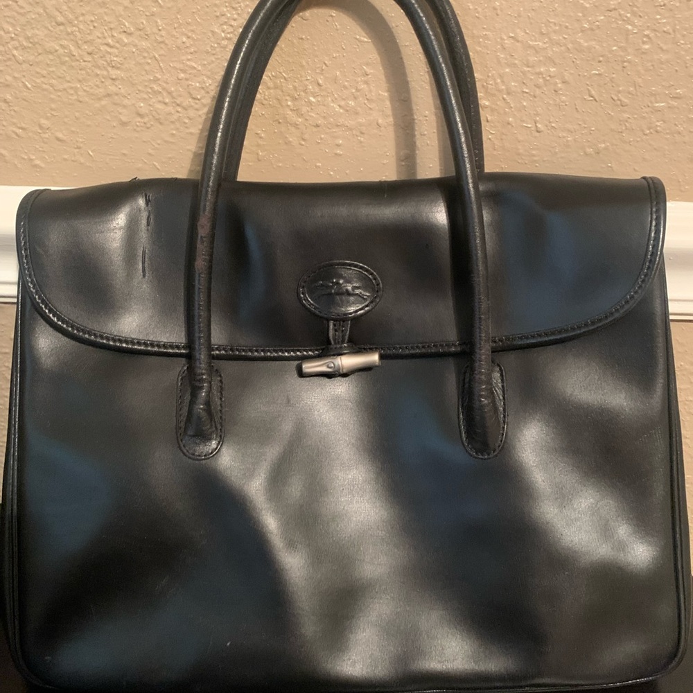 Longchamp vintage leather black purse